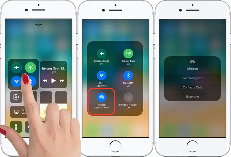 Enable AirDrop from Control Center