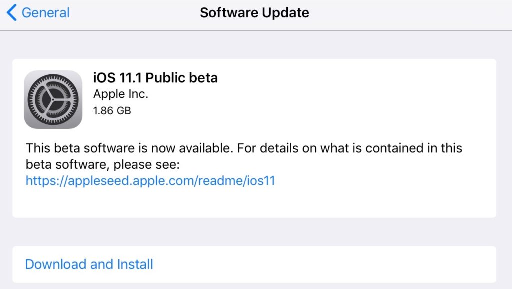 iOS 11.1パブリックベータ1