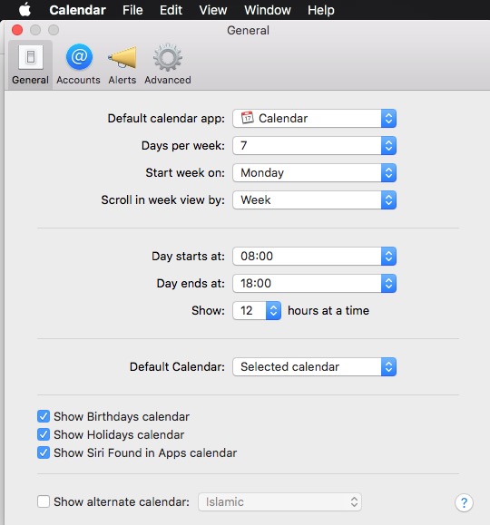 Ustawienia w aplikacji Calendar a macOS - Zmiana dnia tygodnia, formatu czasu i innych...