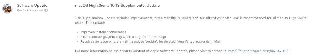 macOS Wysoka Sierra 10.13 Uzupełniająca Update