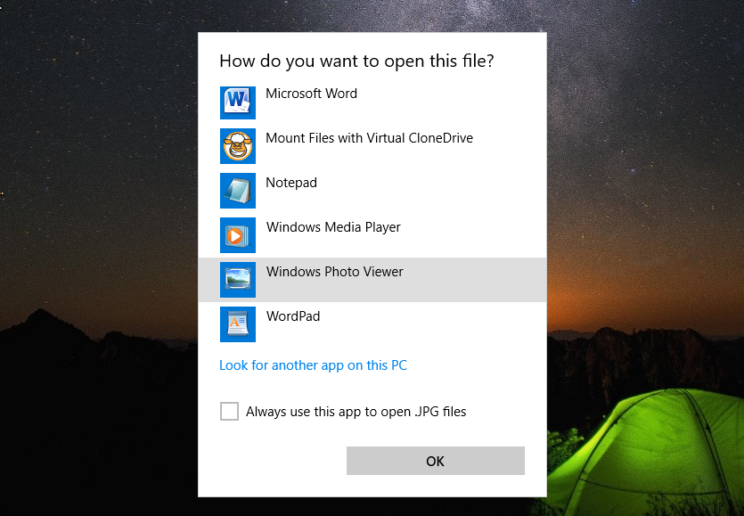 Aktivovať Windows Prehliadač fotografií v Windows 10 - Jedným kliknutím