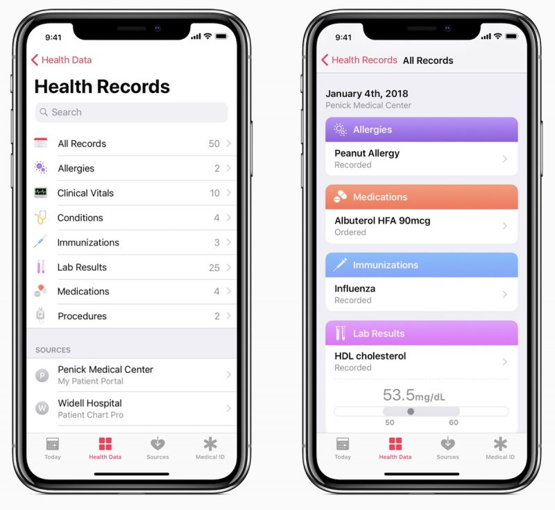 iPhone X Всички здравни досиета