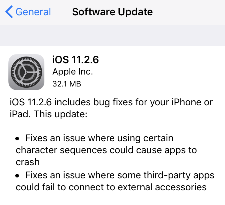 iOS 11.2.6 - What's New iOS for iPhone, iPad and iPod touch