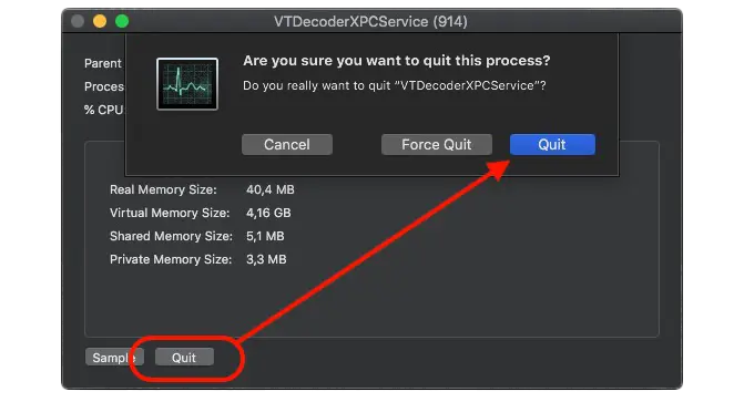 Force Quit VTDecoderXPCService