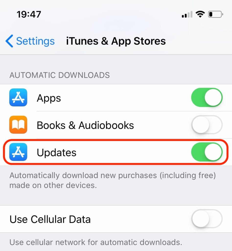 automatycznie Updates iOS Apps