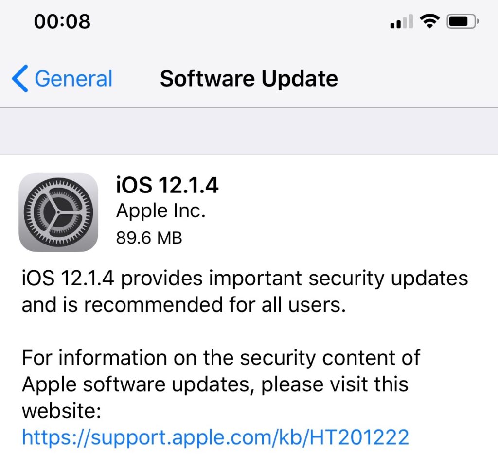 iOS Security Update (iPhone & iPad) - iOS 12.1.4