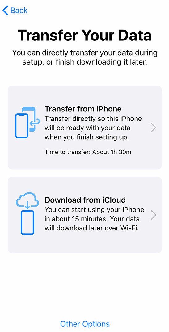transfer danych iphone do iphone