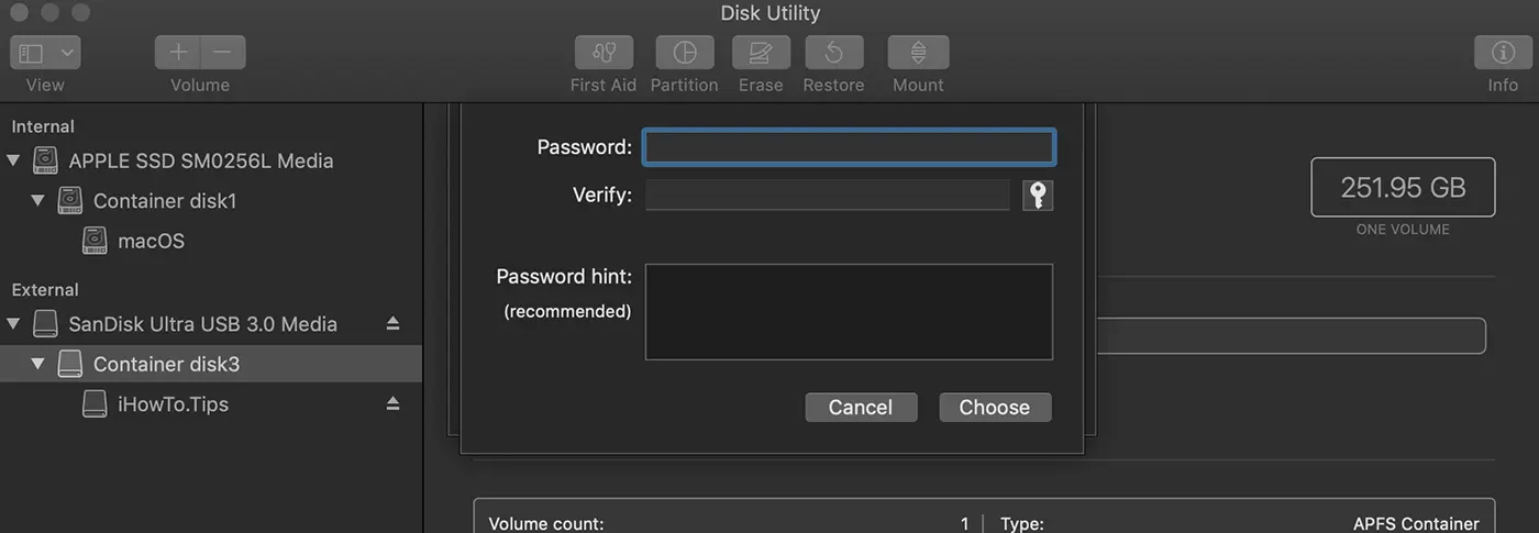 Create volume disk password