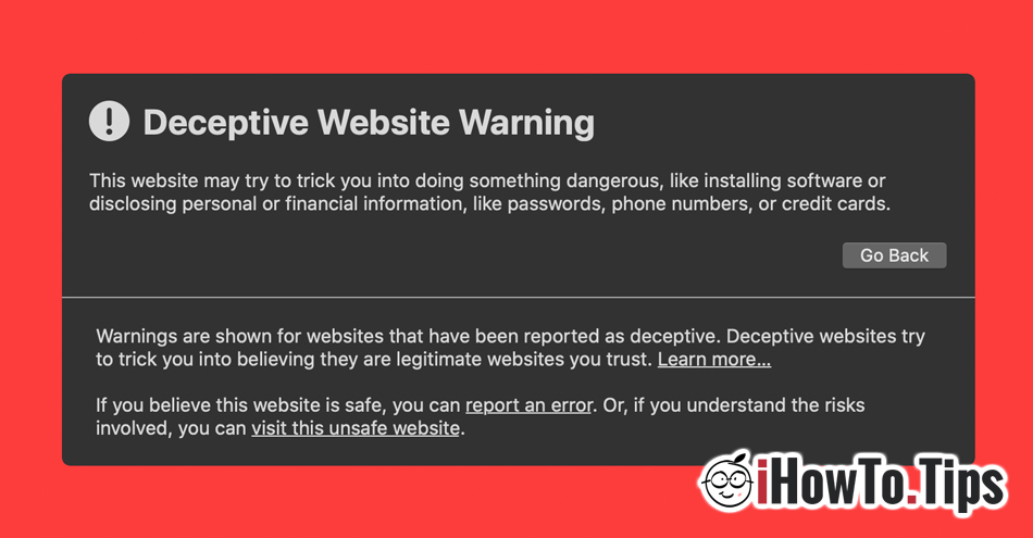 deceptive website warning on chrome for mac