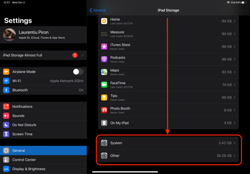 iPad Storage Almost Full "Other" Filling Up Storage