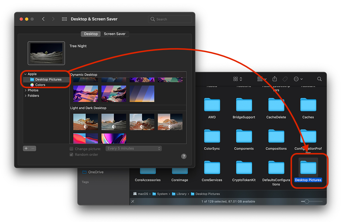 Desktop-Bilder macOS Finder