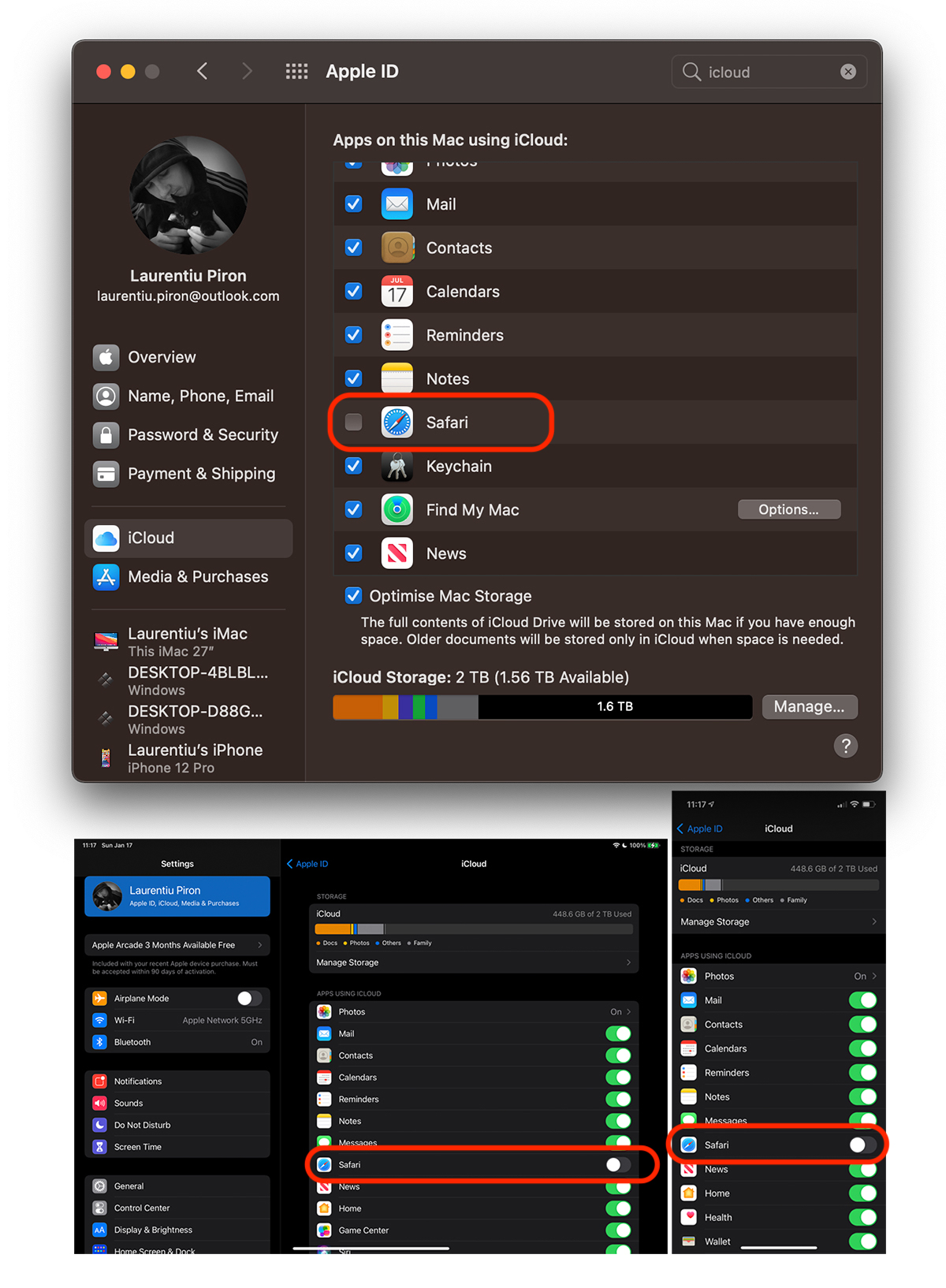 Safari iCloud Brak synchronizacji kart — iPad, iPhone, MacBook, iMac