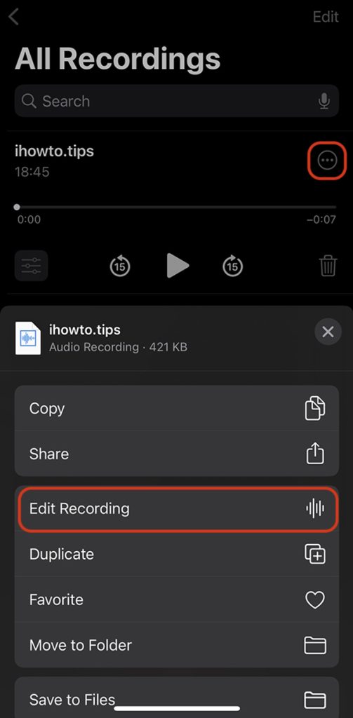 Edit Recording iPhone