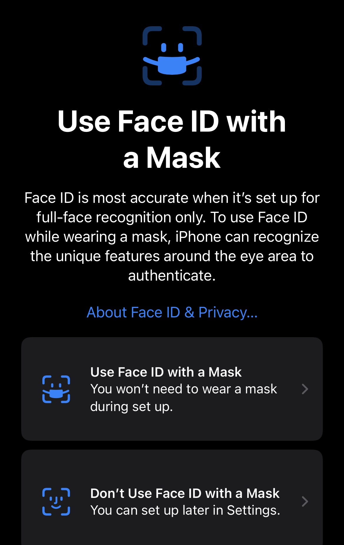 Face ID กับหน้ากาก