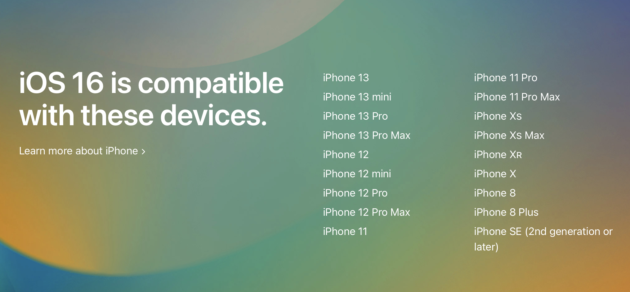Modelele de iPhone compatibile cu iOS 16