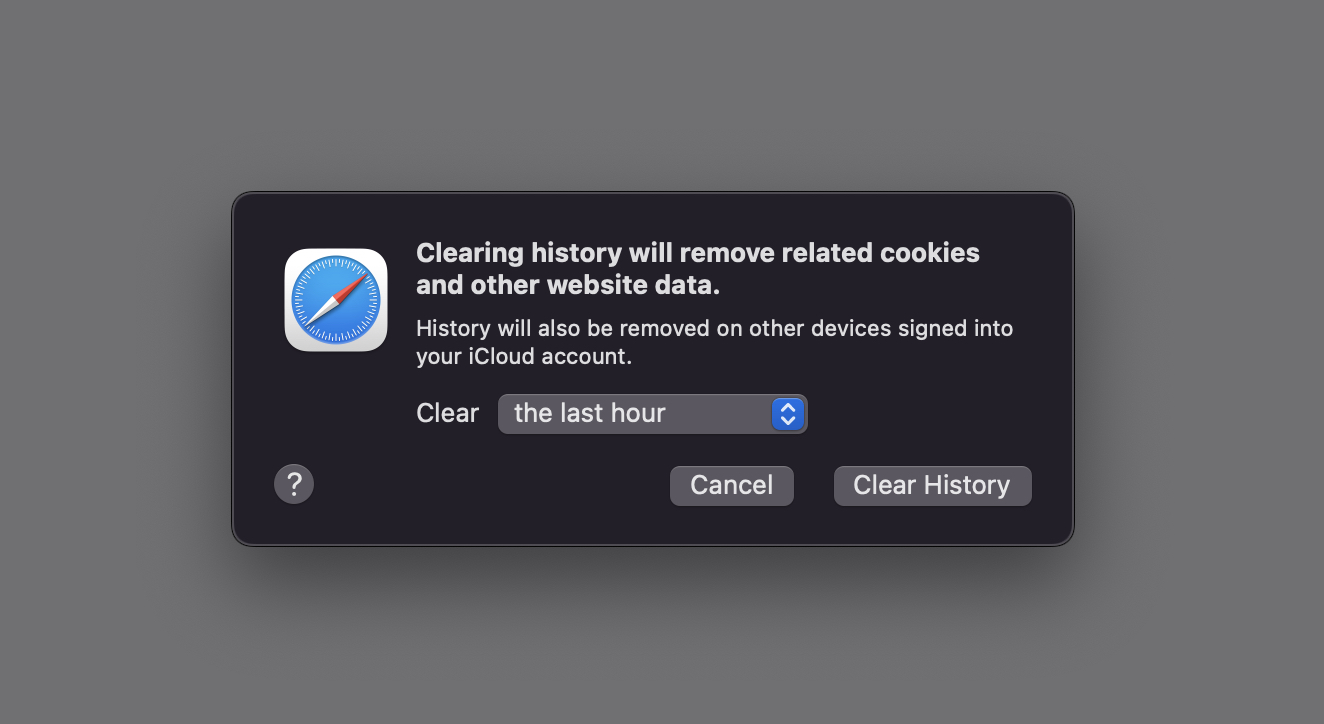 Clearing History, cookies, web data