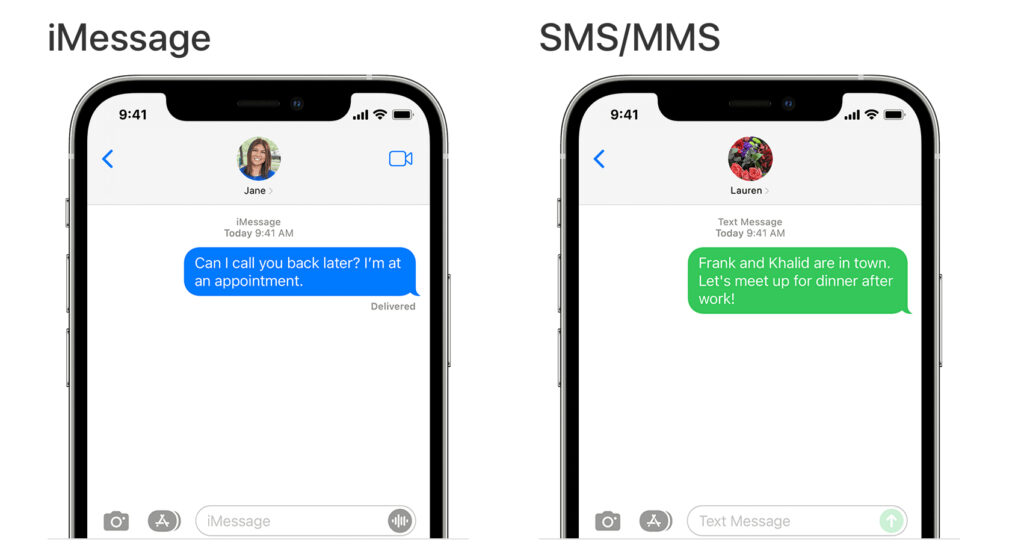 iMessage w porównaniu z SMS-em lub MMS-em