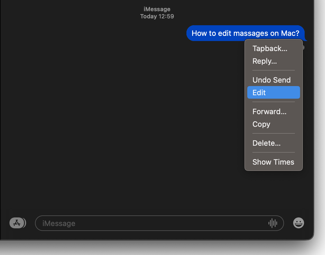 보낸 문자 메시지를 편집하는 방법 Mac