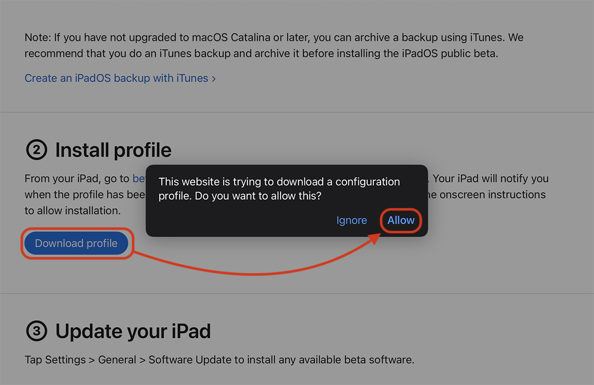 Télécharger les profils iPadOS 16