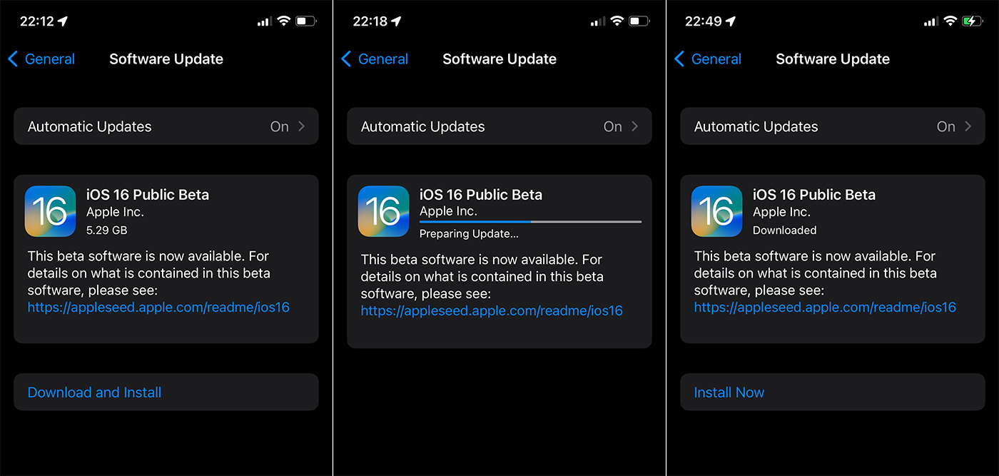 설치 iOS 16 Public Beta