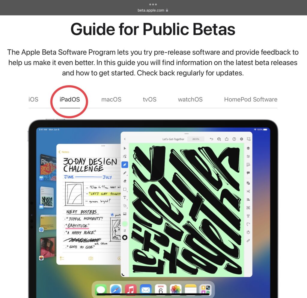 https://beta.apple.com/sp/betaprogram/enroll#ipados