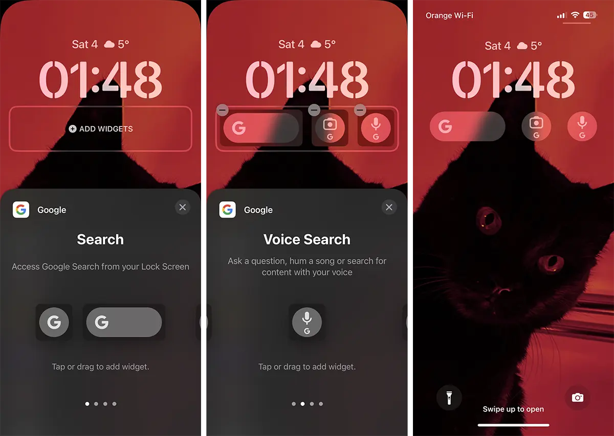 Google 위젯 iPhone Lock Screen