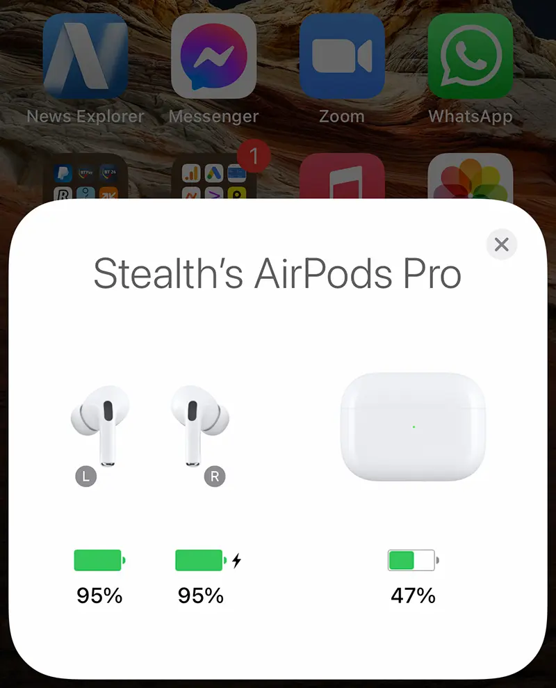 Jak sprawdzić poziom naładowania baterii słuchawek AirPods dla każdej wkładki dousznej