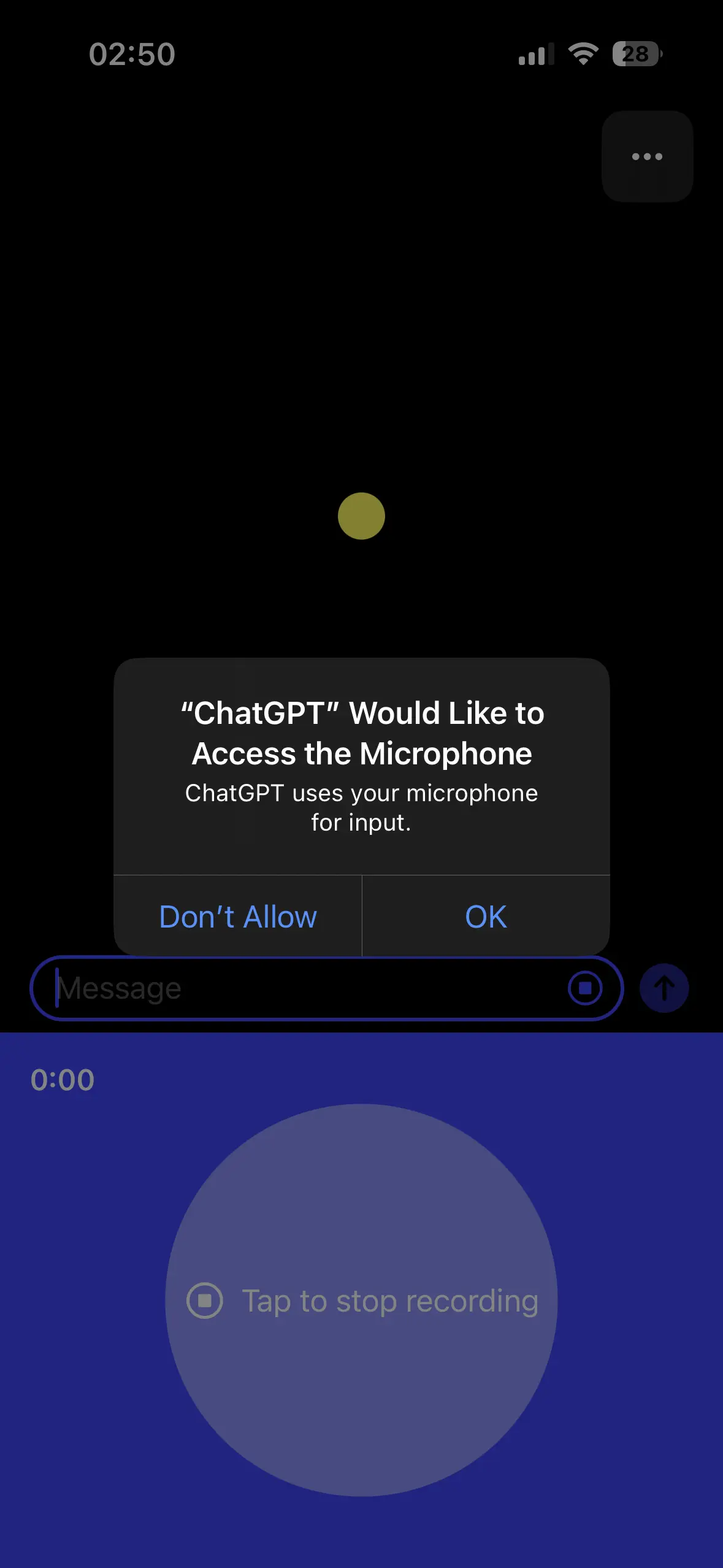 ChatGPT giriş iPhone Mikrofon