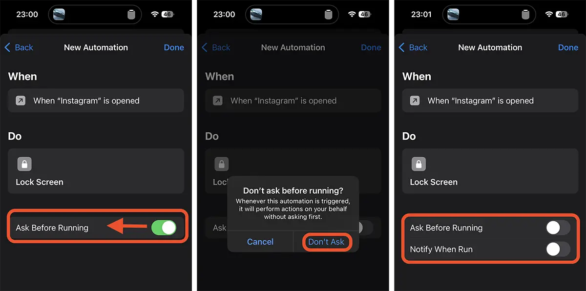 Disable Automation Notification