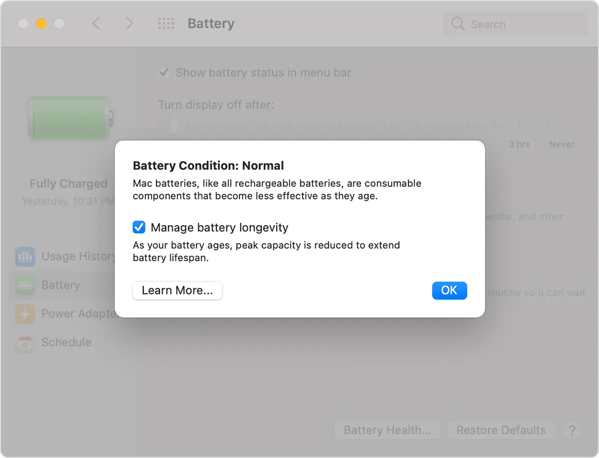 MacBook Battery Condition