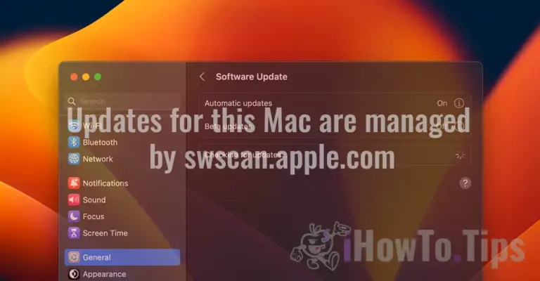 Updates for this Mac are managed by swscan.apple.com