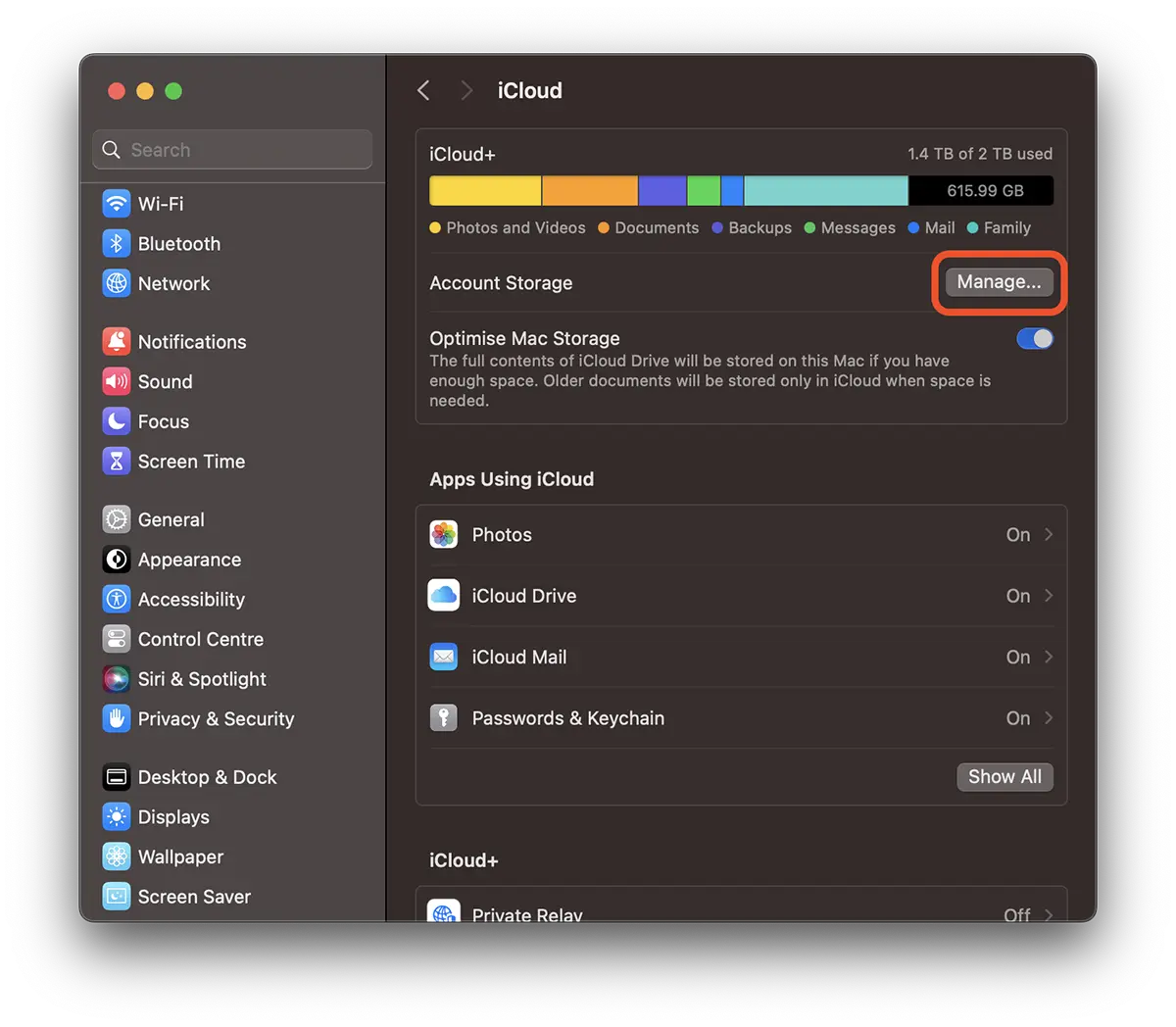 更改 Storage iCloud 計劃 Mac
