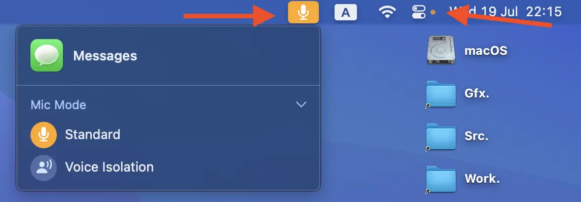 Indikátor súkromia v Mac menu Bar