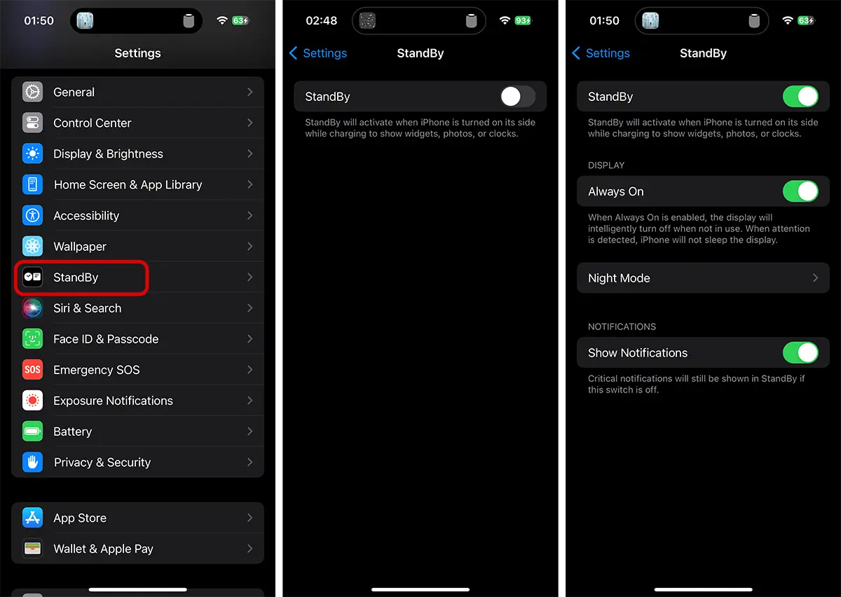 How to activate the StandBy mode for iPhone?