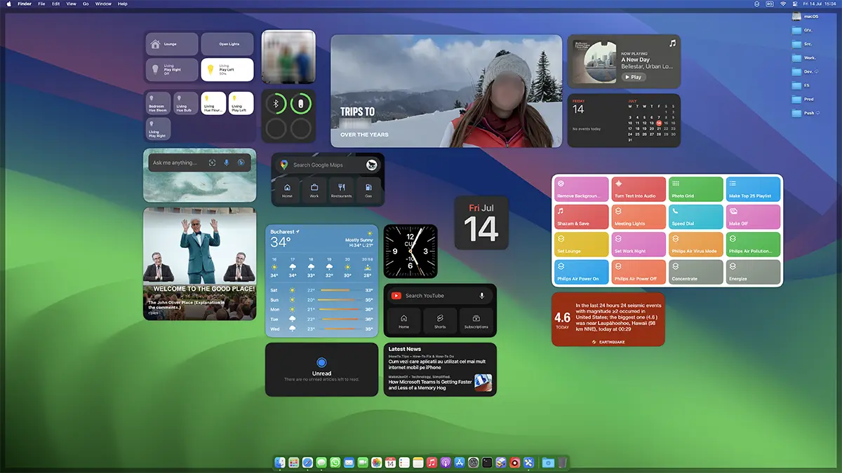 Widgets da área de trabalho ativados macOS Sonoma