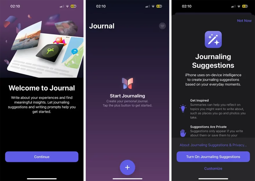 Son iOS 17.2 Sürümü ile Journal Uygulaması