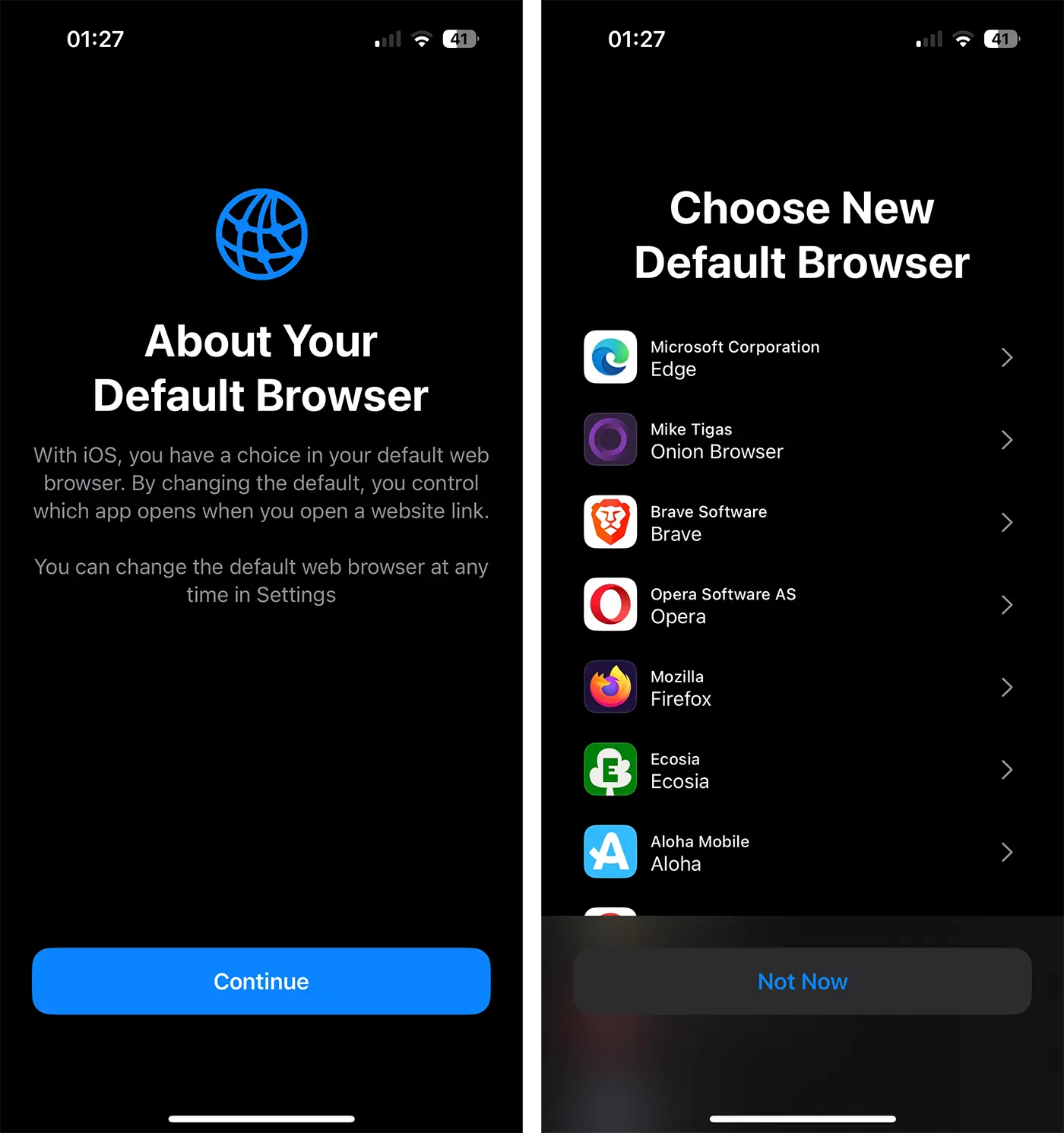 Choose New Default Browser
