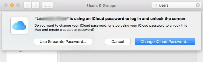 Separate OS X Password