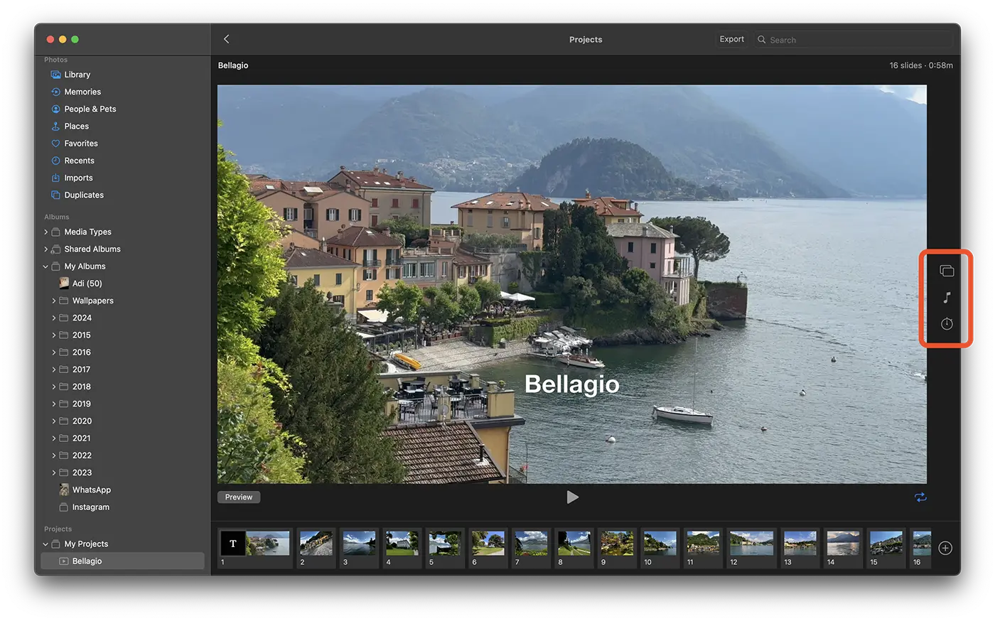 Edit Slideshow on Mac