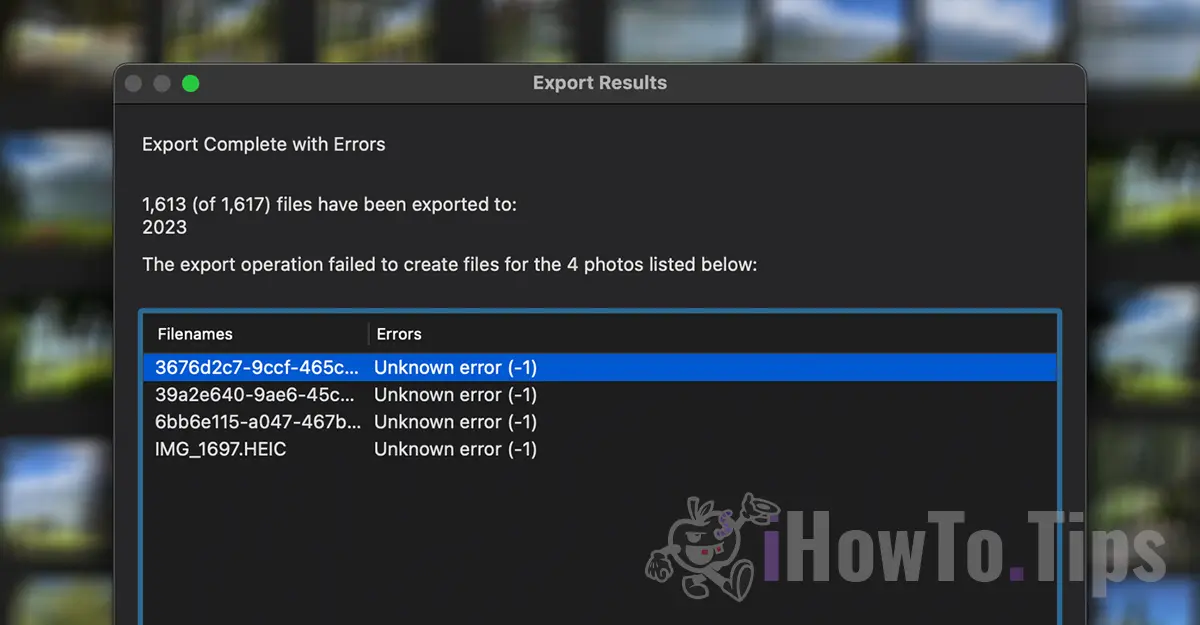 Unknown error Export Photos on Mac
