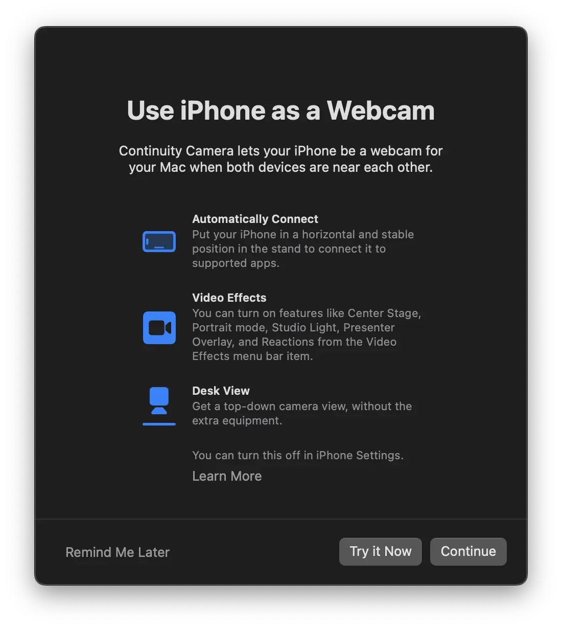 So verwenden Sie Ihr iPhone als Webcam für Mac in den Anrufen FaceTime