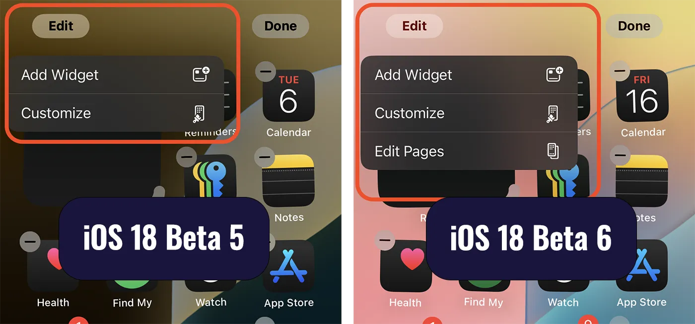 Edit Home Screen Pages in iOS 18