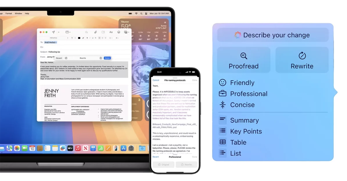 Apple Intelligence. Write with intelligent new tools