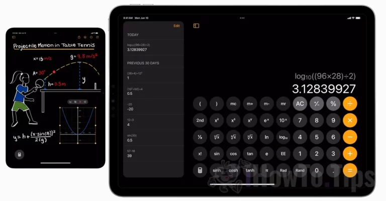 Aplicația Calculator pe iPad cu Math Note și Convertor