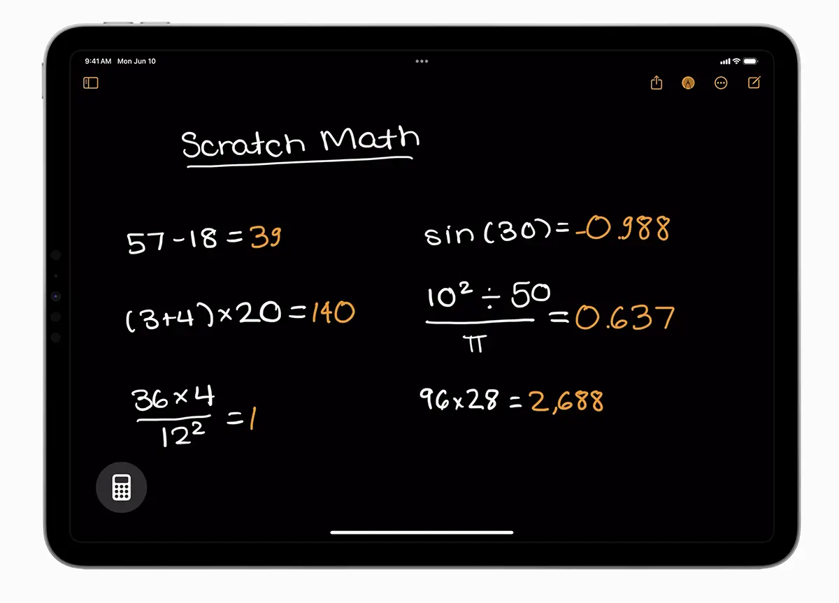 Scratch Math în Aplicația Calculator pe iPad