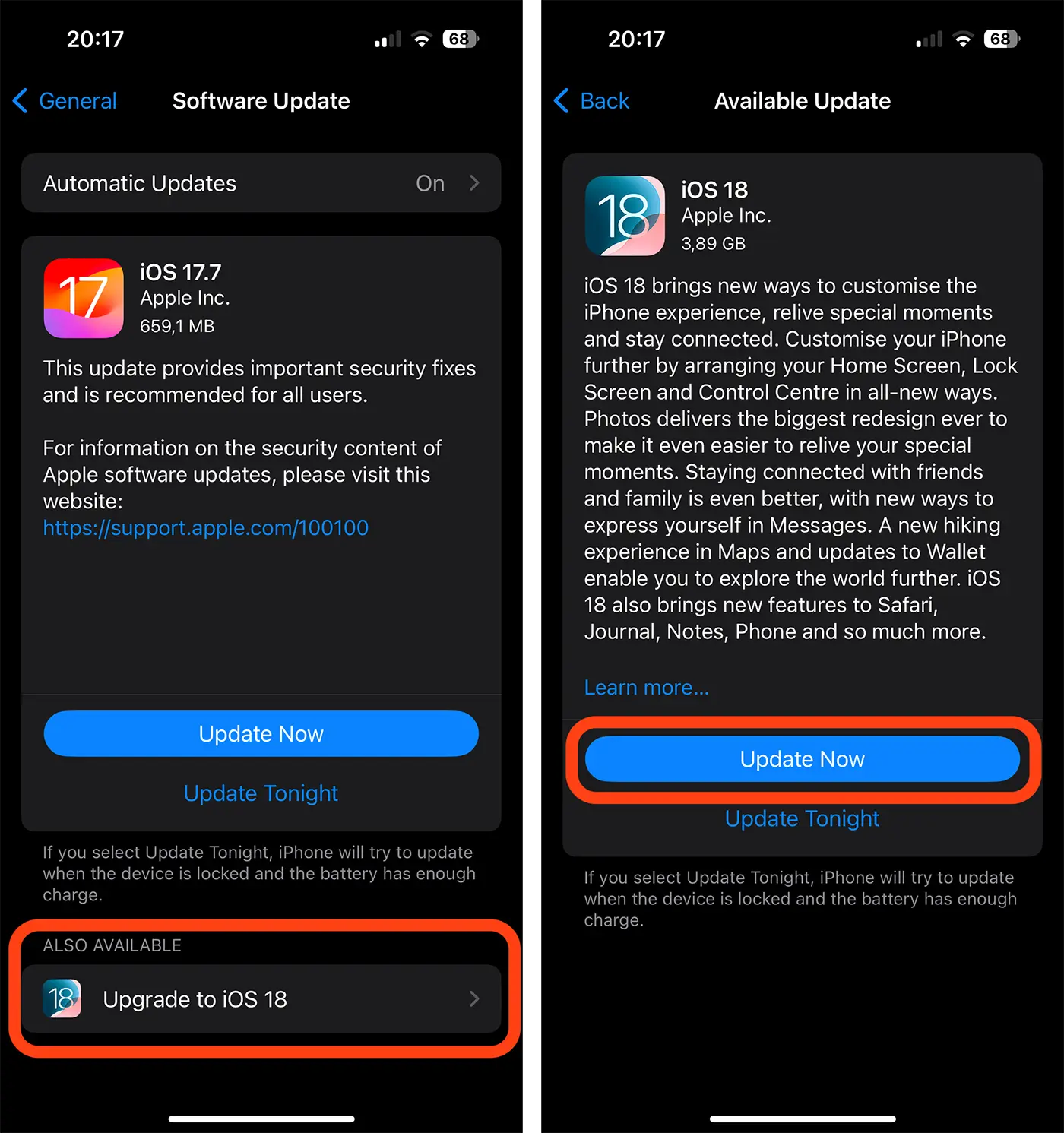 Upgrade la versiunea finală iOS 18