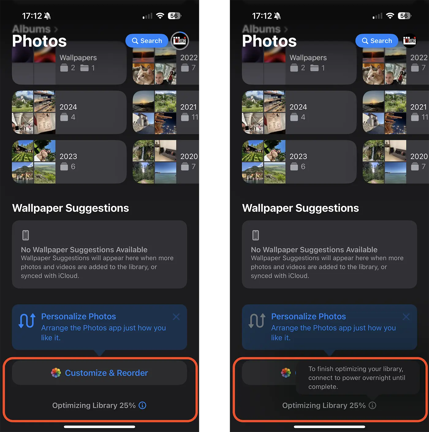 Optimizing Photo Library iPhone 16 Pro