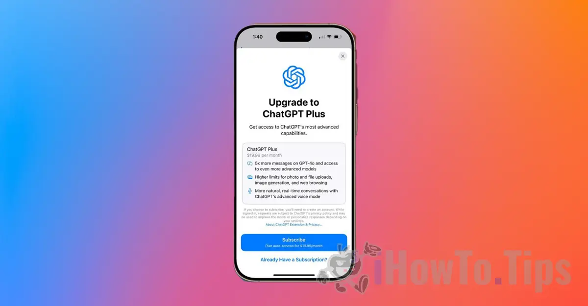 Suport pentru upgrade la ChatGPT Plus în setările iOS 18.2