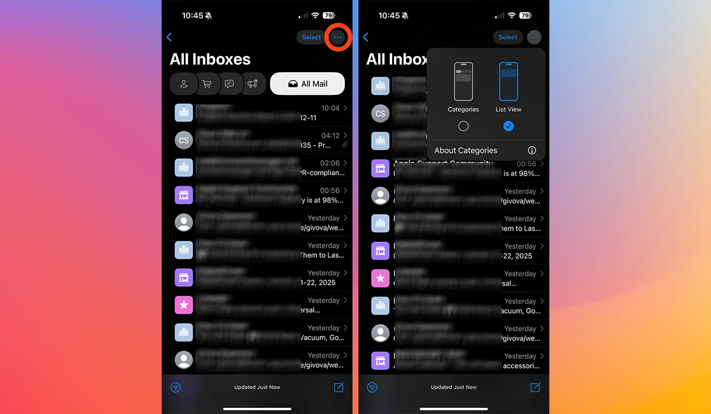 Cum dezactivezi sortarea pe categorii a e-mailurilor pe iOS